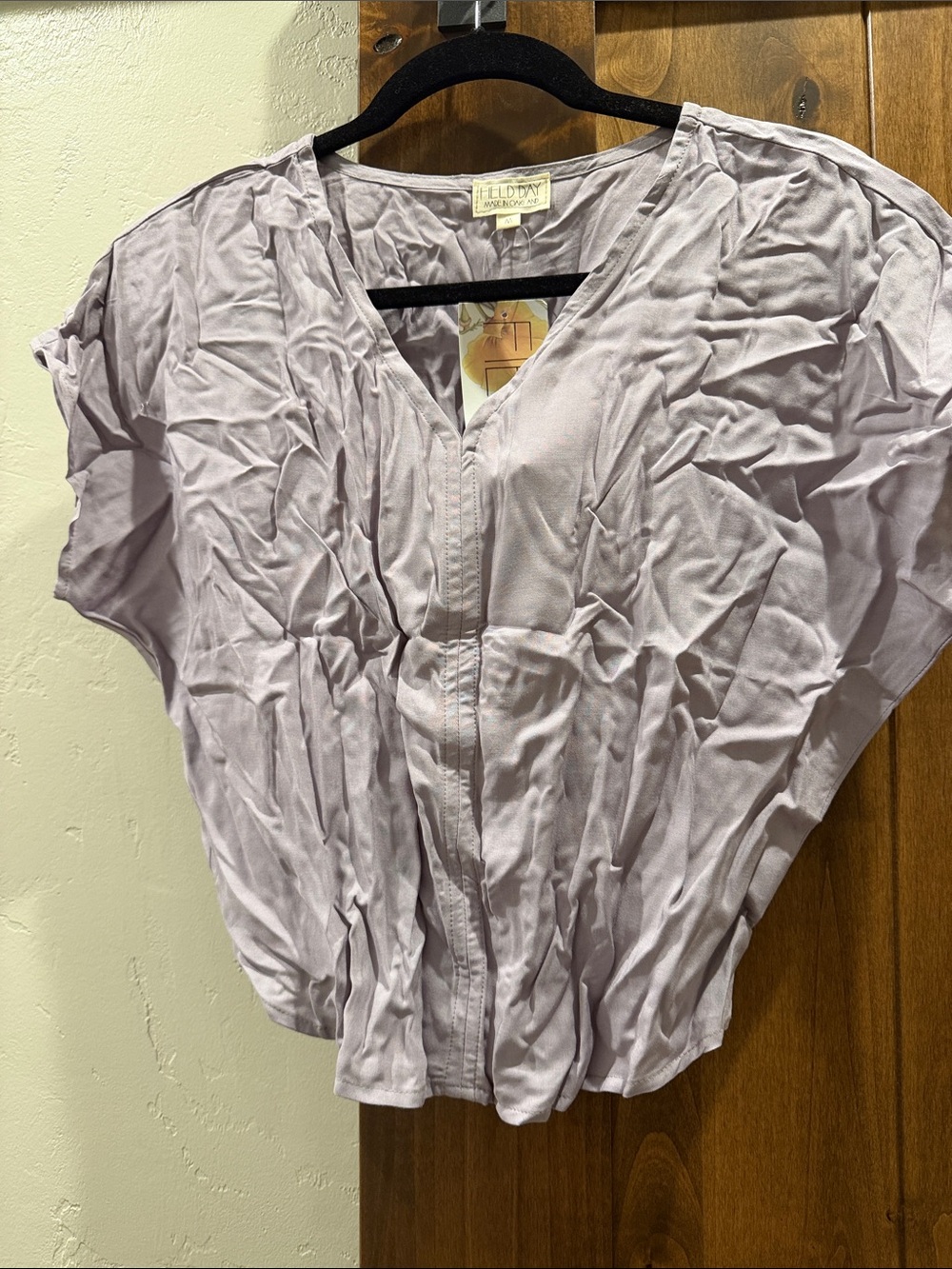 Soft Lavender V-Neck Short Sleeve Blouse